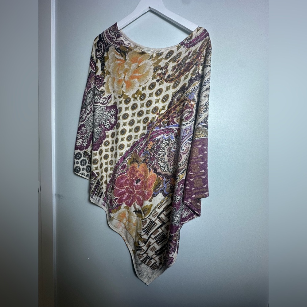 Chico’s Medallion Floral Paisley Poncho Lightweight Knit size L/XL - Picture 11 of 14